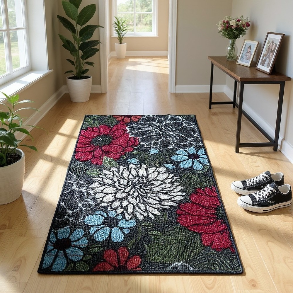 Floral Accent Rug Unisex 20x34 Multicolor NWOT Looped Pile Mat